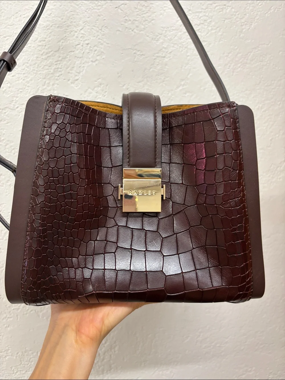 Badley London Sloane Mews Small Croc-Embossed Leather Crossbody Bag